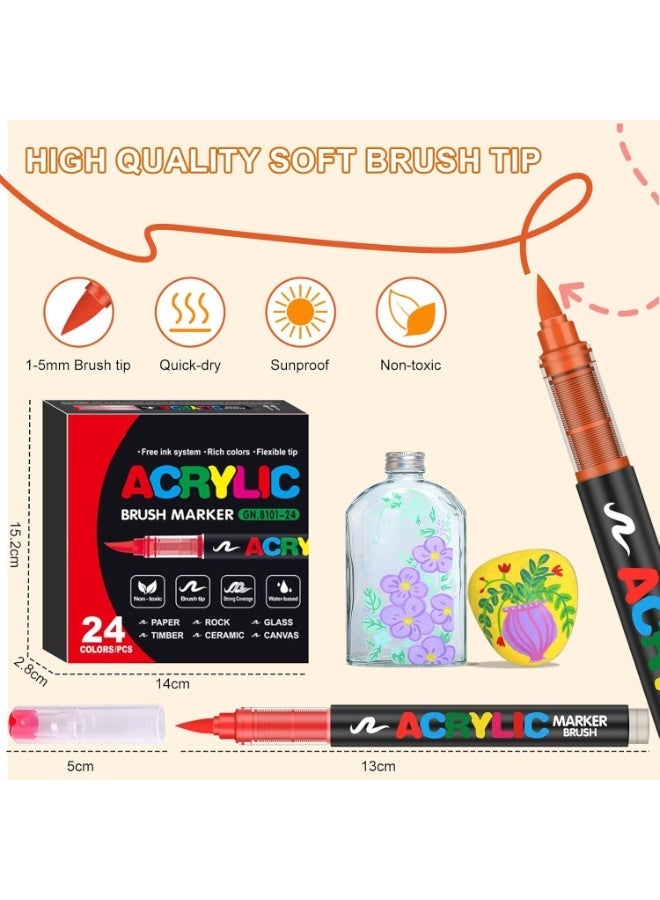 24-Piece Paint Marker Set – Art Markers for Fabric, Rock, Canvas, School & DIY Crafts – Vibrant Water-Based Paint Pens for Artists and Kids - Image 4